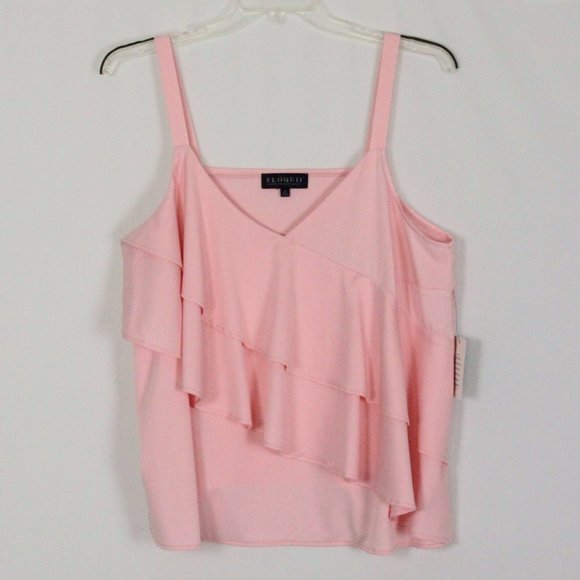 🌟HP🌟NWT Eloquii Pink Layered Ruffled Top Sz 16 - Picture 4 of 12